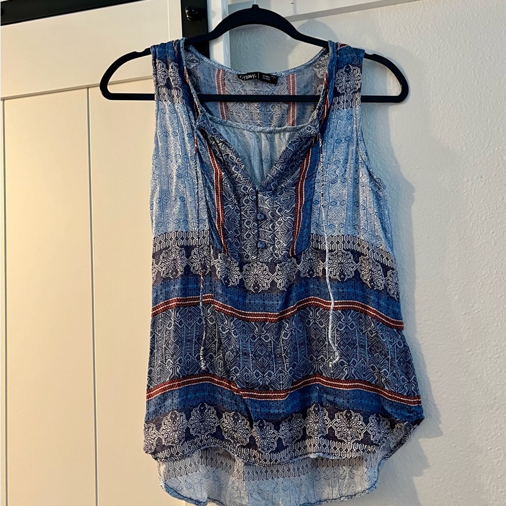 Gypsy Women’s Blue Boho Tank Top (L)